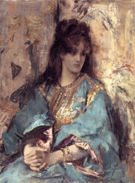 アルフレッド・スティーブンス Painting - 東洋風のドレスを着た女性 ベルギーの女性画家 アルフレッド・スティーブンス